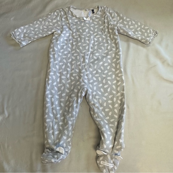 3 Pommes - Gray Insulated Onesie with White Leaf Design w/ silver features - Picture 1 of 5